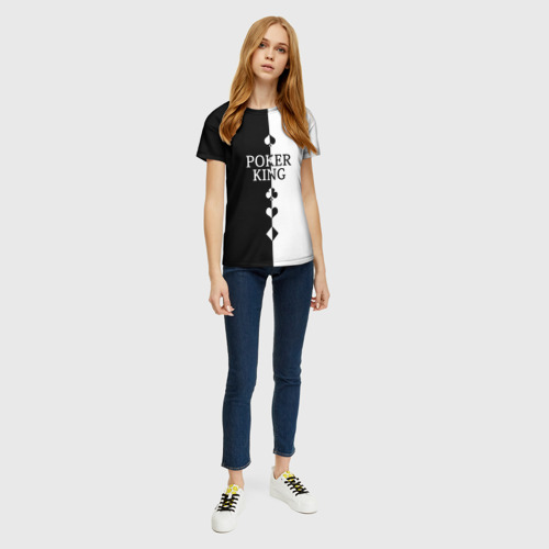 Женская футболка 3D с принтом Король Покера Black, вид сбоку #3