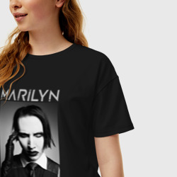 Женская футболка хлопок Oversize Marilyn Manson фото - фото 2