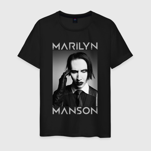 Мужская футболка из хлопка с принтом Marilyn Manson фото, вид спереди №1
