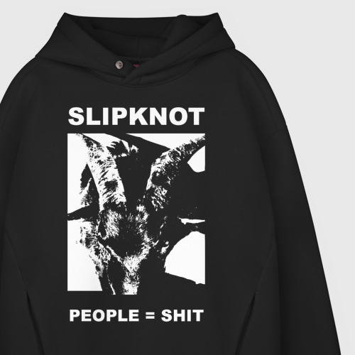 Мужское худи Oversize хлопок Slipknot People Shit, цвет черный - фото 4