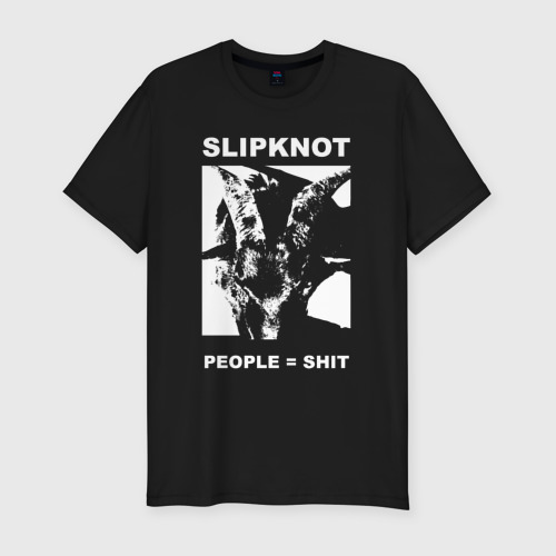 Мужская футболка хлопок Slim Slipknot People Shit, цвет черный