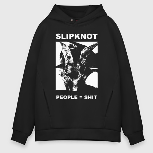 Мужское худи Oversize хлопок Slipknot People Shit, цвет черный