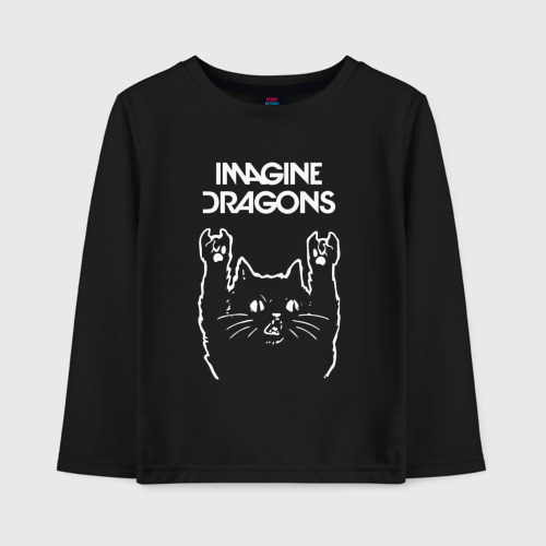 Детский лонгслив хлопок Imagine Dragons Рок кот, цвет черный