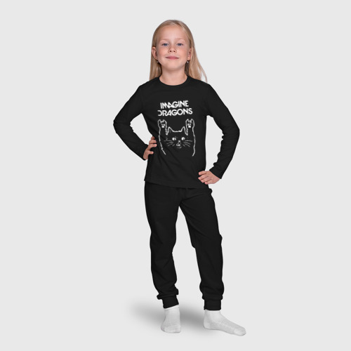 Детская пижама с лонгсливом хлопок Imagine Dragons Рок кот, цвет черный - фото 7
