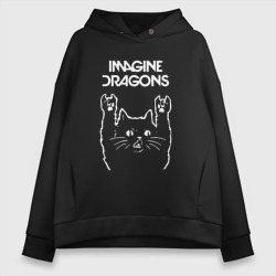 Женское худи Oversize хлопок Imagine Dragons Рок кот