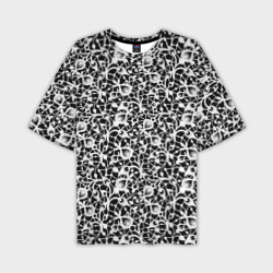 Мужская футболка oversize 3D Черно-белый кружевной ажурный узор 