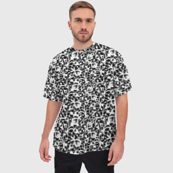 Мужская футболка oversize 3D Черно-белый кружевной ажурный узор  - фото 2