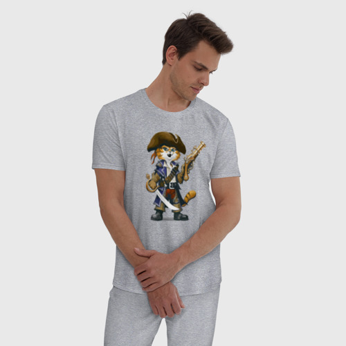 Мужская пижама хлопок с принтом Тигрёнок - смелый пират, фото на моделе #1