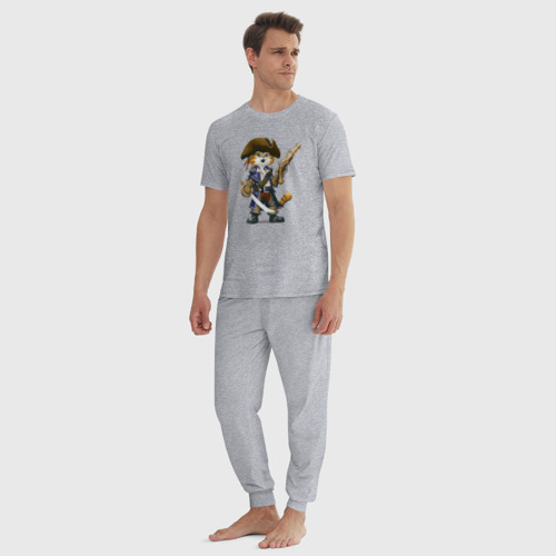 Мужская пижама хлопок с принтом Тигрёнок - смелый пират, вид сбоку #3