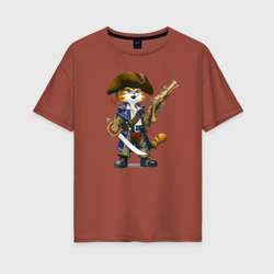 Женская футболка хлопок Oversize Тигрёнок - смелый пират