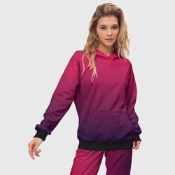 Женский костюм с толстовкой 3D Градиент от красного к темно синему - фото 2