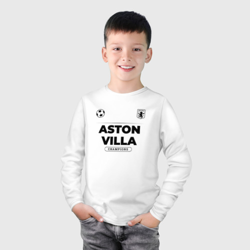 Детский лонгслив хлопок с принтом Aston Villa Униформа Чемпионов, фото на моделе #1