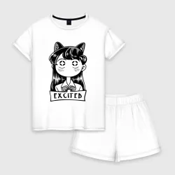 Женская пижама с шортиками хлопок Взволнованная Коми-сан