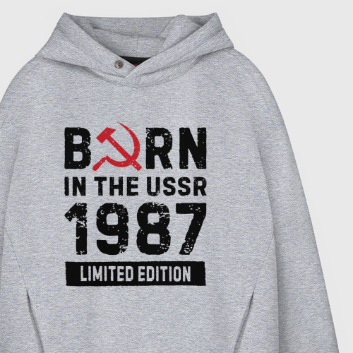 Мужское худи Oversize хлопок Born In The USSR 1987 Limited Edition, цвет меланж - фото 4