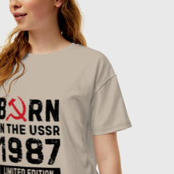 Женская футболка хлопок Oversize Born In The USSR 1987 Limited Edition - фото 2