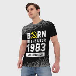 Футболка с принтом Born In The USSR 1983 year Limited Edition для женщины, вид на модели спереди №2. Цвет основы: белый