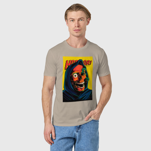Мужская футболка хлопок с принтом Scary Scull, фото на моделе #1