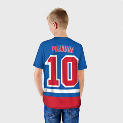 Футболка с принтом New York Rangers Панарин для ребенка, вид на модели сзади №2. Цвет основы: белый
