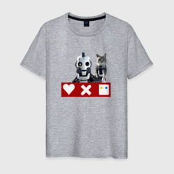 Love death and robots белый робот с котом – Мужская футболка хлопок с принтом купить со скидкой в -20%