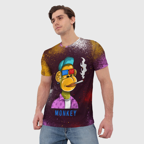 Мужская футболка 3D с принтом Nft token art Monkey, фото на моделе #1
