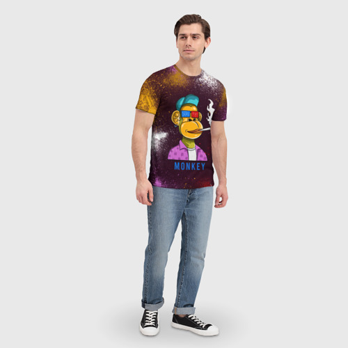 Мужская футболка 3D с принтом Nft token art Monkey, вид сбоку #3