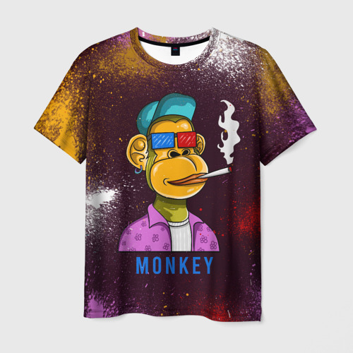Мужская футболка 3D с принтом Nft token art Monkey, вид спереди #2