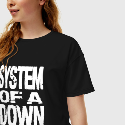 Женская футболка хлопок Oversize System of a Down логотип, цвет черный - фото 3