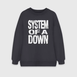 Женский свитшот oversize без начеса хлопок System of a Down логотип
