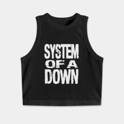 Женская укороченная майка-топ хлопок System of a Down логотип