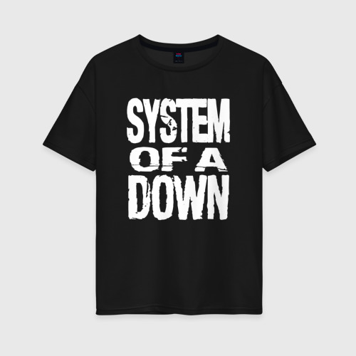 Женская футболка хлопок Oversize System of a Down логотип, цвет черный