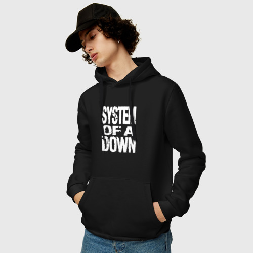 Мужская толстовка хлопок с принтом System of a Down логотип, фото на моделе #1