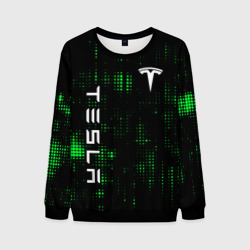 Мужской свитшот 3D Tesla Зеленые точки