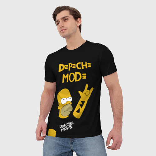 Мужская футболка 3D Depeche Mode Гомер Симпсон рокер, цвет 3D печать - фото 3