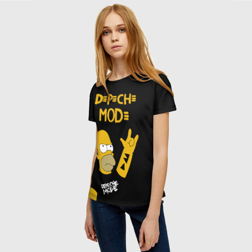 Женская футболка 3D Depeche Mode Гомер Симпсон рокер, цвет 3D печать - фото 3