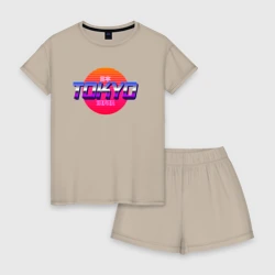 Женская пижама с шортиками хлопок Retrowave Tokyo