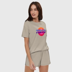 Женская пижама с шортиками хлопок Retrowave Tokyo - фото 2