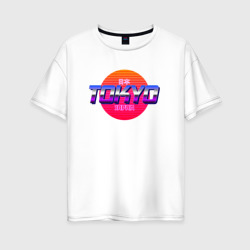 Женская футболка хлопок Oversize Retrowave Tokyo