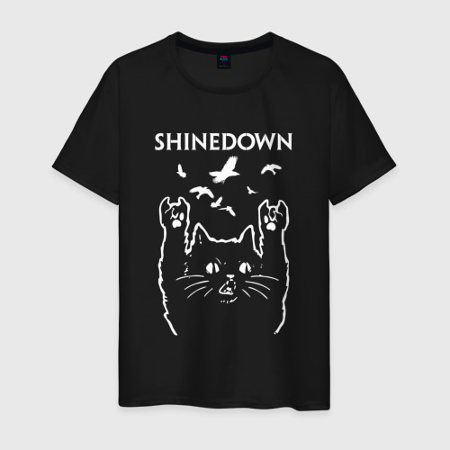 Мужская футболка хлопок Shinedown Рок кот, цвет черный