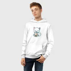 Детская толстовка хлопок Котик с Бабл ти - фото 2