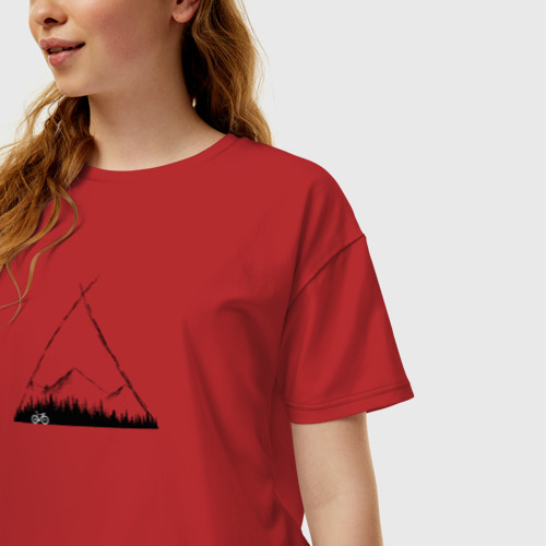 Женская футболка хлопок Oversize с принтом Грэвэл и горы, фото на моделе #1