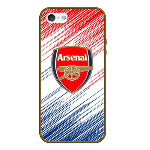 Чехол для iPhone 5/5S матовый Арсенал Arsenal logo, цвет коричневый