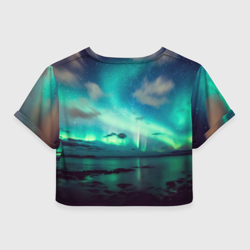 Женская футболка Crop-top 3D Aurora borealis, цвет 3D печать - фото 2