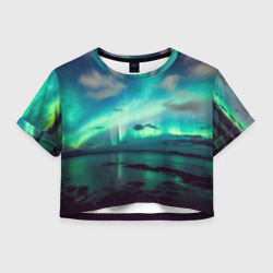 Женская футболка Crop-top 3D Aurora borealis