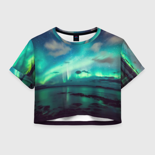 Женская футболка Crop-top 3D Aurora borealis, цвет 3D печать