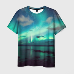 Мужская футболка 3D Aurora borealis