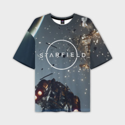Мужская футболка oversize 3D Космический бой в Starfield
