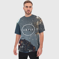 Мужская футболка oversize 3D Космический бой в Starfield - фото 2