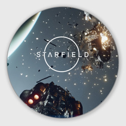 Круглый коврик для мышки Космический бой в Starfield