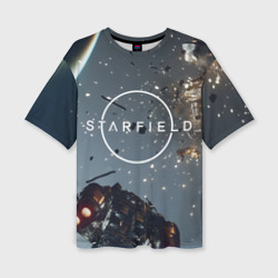 Женская футболка oversize 3D Космический бой в Starfield