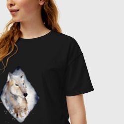 Женская футболка хлопок Oversize Снежный   волк - фото 2